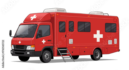 Mobile emergency medical vehicle with cross symbols