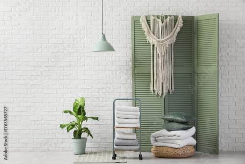 Interior of room with white...