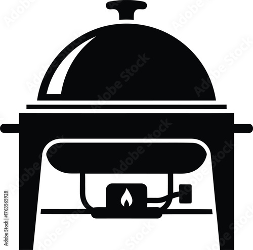 Chafing Dish Food Warmer Icon Vector Silhouette for Catering and Buffet Service