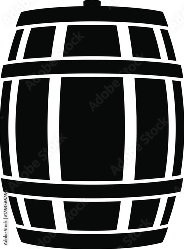 Black Barrel Icon Silhouette Vector Symbol for Alcohol Beverage Storage and Brewing