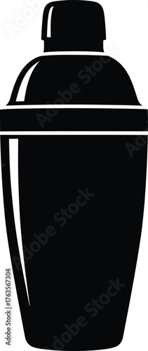 Black Cocktail Shaker Icon Vector Silhouette Bar Tool Mixer Glyph Graphic Design Element