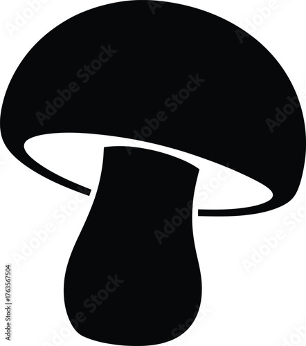 Black Mushroom Icon Silhouette Vector Minimalist Illustration