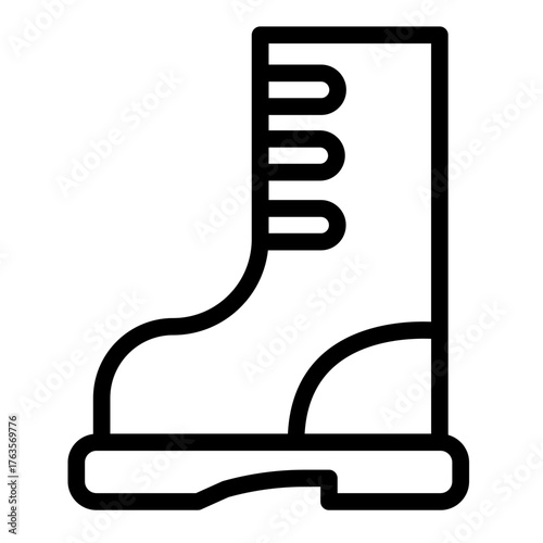 Boot line icon, spring season concept. Vector graphics. Rubber boot footwear, gardening sign on white background, style icon mobile or web design.