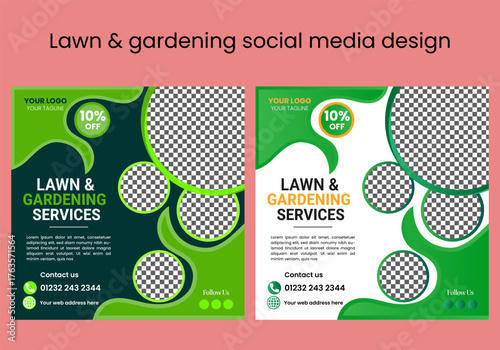 Lawn, garden, or Landscaping maintenance Service Social Media Post design, and Web square Banner Template, Agriculture farm service social media post, or Instagram banner design, web template 