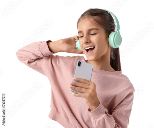 Teenage girl in headphones ...
