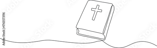 Discover the Power of Faith with a Minimalist Bible Line Art Design, Perfect for Church Graphics, Inspirational Projects and Religious Content, Find Hope and Inspiration Now