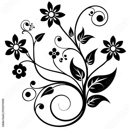 black and white floral background