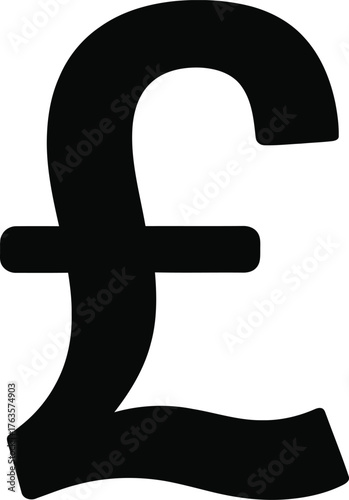 Black Pound Sterling Currency Symbol Icon Vector Graphic