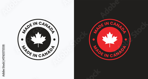 made in Canada icon set. Canadian product icon suitable for commerce business. badge, seal, sticker, logo, symbol in colored and black Variants. Isolated vector illustration