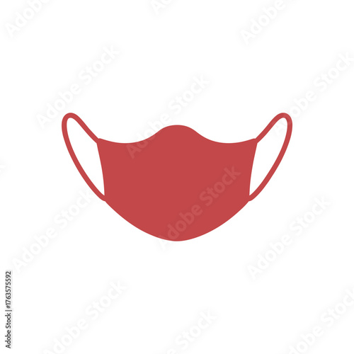 Red fabric face mask with ear loops on white background red mask fabric mask