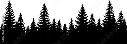 Pine treeline silhouette. This image shows a detailed vector clipart illustration of a pine treeline, showcasing serene natural beauty and evergreen landscapes. Vector clipart illustration design