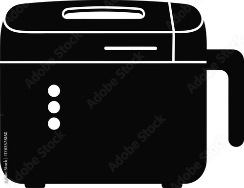 Black Silhouette Vector Icon of a Modern Electric Rice Cooker or Slow Cooker Kitchen Appliance