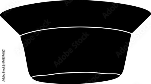 Bucket hat silhouette. This image shows a black silhouette of a bucket hat, also known as a fisherman's hat or boonie hat, ideal for casual use. Vector clipart illustration design