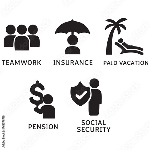 Employee benefit web icons.