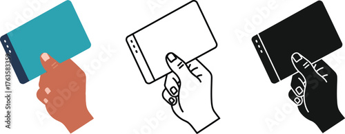 Hand holding card vector illustration payment method concept