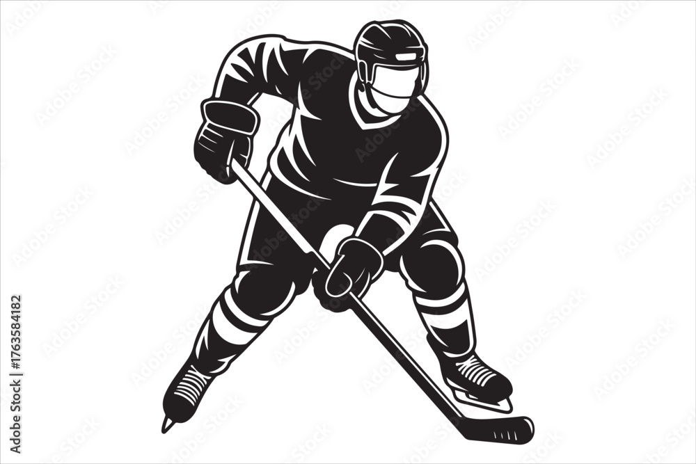 Obraz premium Hockey Players Silhouette Set Sport Action Poses Vector Design