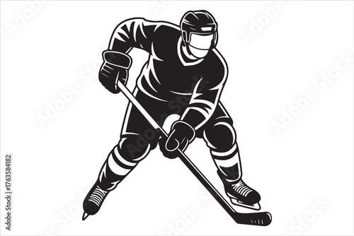 Hockey Players Silhouette Set  Sport Action Poses Vector Design