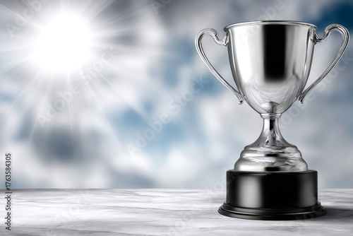 Shiny silver trophy cup representing success and achievement