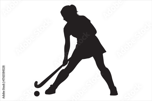 Hockey Players Silhouette Set  Sport Action Poses Vector Design
