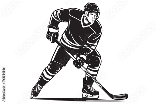 Hockey Players Silhouette Set  Sport Action Poses Vector Design