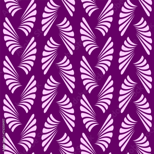Art Deco style seamless pattern, lilac and violet leaves colors. Vector vintage background.