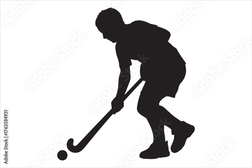 Hockey Players Silhouette Set  Sport Action Poses Vector Design