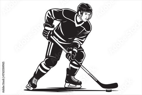 Hockey Players Silhouette Set  Sport Action Poses Vector Design