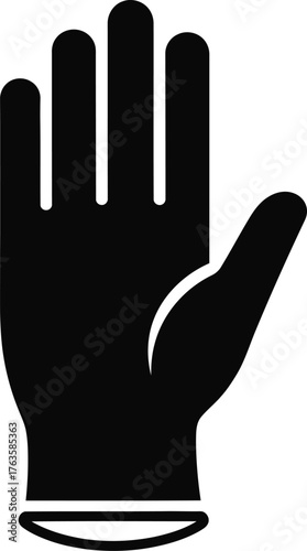 Protective Safety Glove Icon Vector Flat Design Black Glyph Symbol for Medical Industrial or Cleaning Use