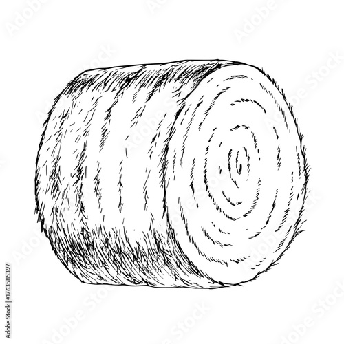 Haystack. Vector ink styled handmade illustration. For packaging design, cards, cover, prints, product labels and fabric.