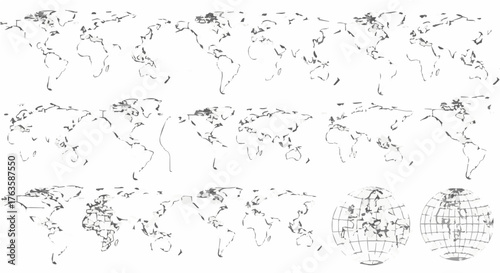 World map collection globe, continent, country, geography, and cartography