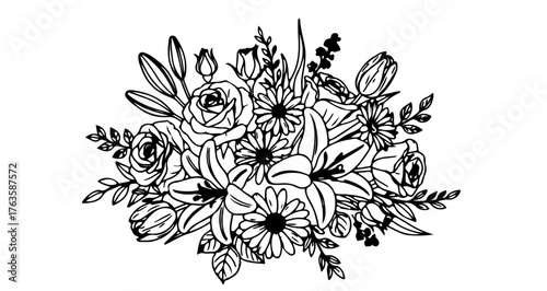 Elegant bouquet of flowers, a beautiful floral arrangement for cards and invitations