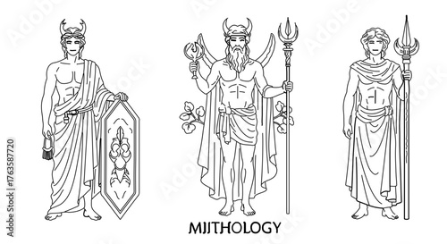 Collection of greek gods, including zeus, poseidon, and hades