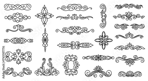 Collection of decorative design elements for creating invitations, cards, and other designs