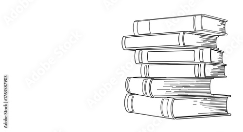 Stack of books sketch, perfect for educational or literary themed designs