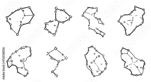 Collection of handdrawn constellations, perfect for astronomy enthusiasts and designers