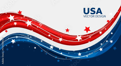 Create a vector banner design featuring USA colors and stars