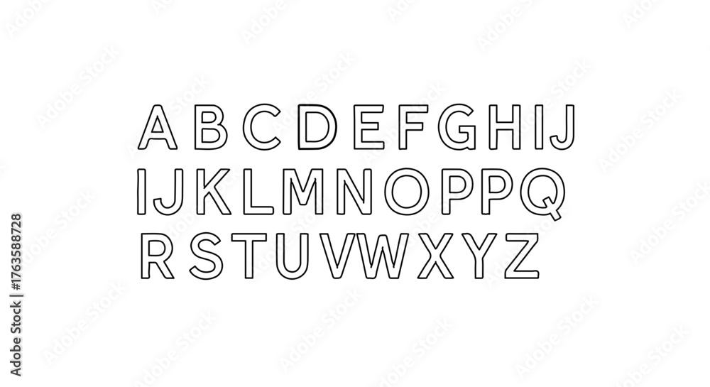 Fototapeta premium Hand drawn alphabet uppercase letters with dotted outline for creative design