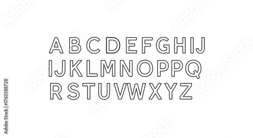 Hand drawn alphabet uppercase letters with dotted outline for creative design
