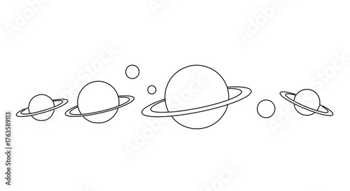 Illustration of solar system planets planets with rings in space