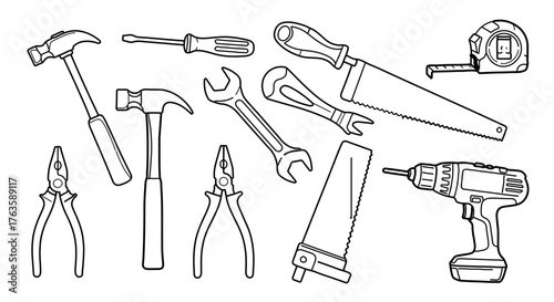 Collection of various hand tools for home repair and construction