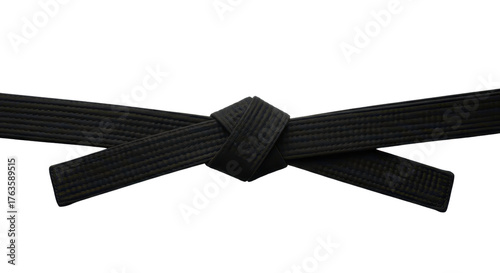 Traditional black belt knot symbolizing mastery, success, and discipline in martial arts. isolated PNG with Transparent Background