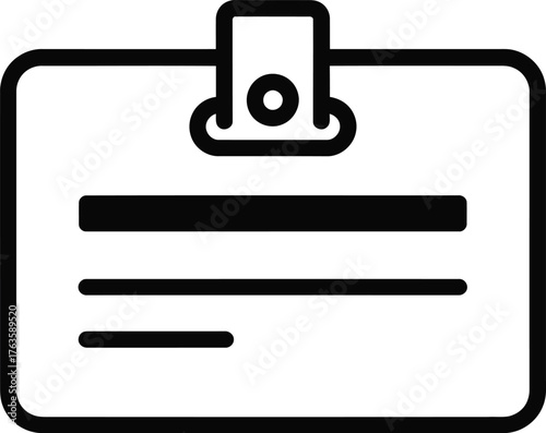 ID Badge or Name Tag Icon Outline Style Vector Illustration for Staff Identification and Access Control