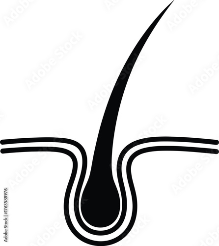 Hair Follicle Structure Icon Vector Black and White Minimalist Illustration for Dermatology or Cosmetic Design
