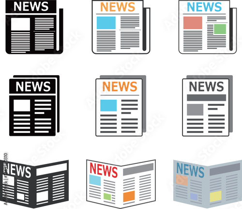 ニュース　新聞　アイコン　セット