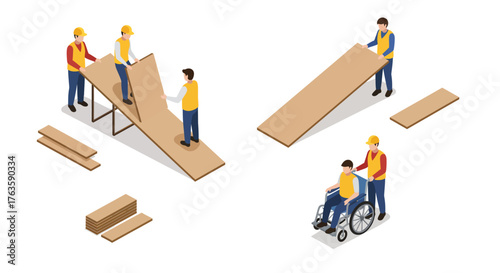 Teamwork in construction: workers collaborating on building projects with acc…