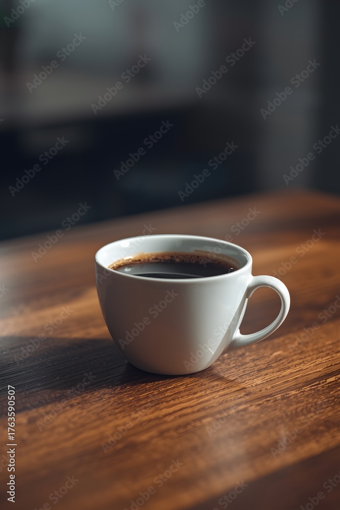 Fototapeta premium cup of coffee on wooden table 