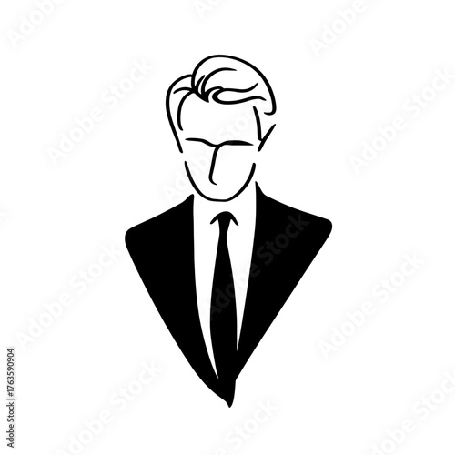 President. President simple black and white line art vector logo