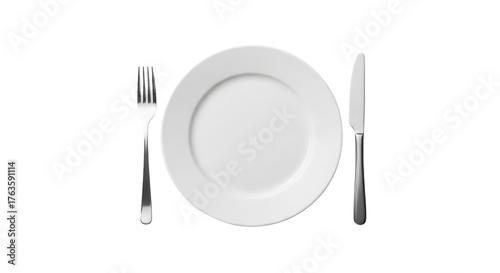 Clean dinner setting with utensils for restaurant menus or food service design isolated PNG with Transparent Background