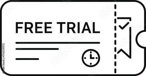 Free Trial Coupon Ticket Line Icon Vector Outline Design