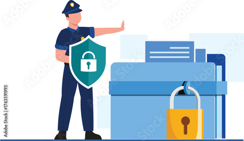 vector illustration of a man with a lock